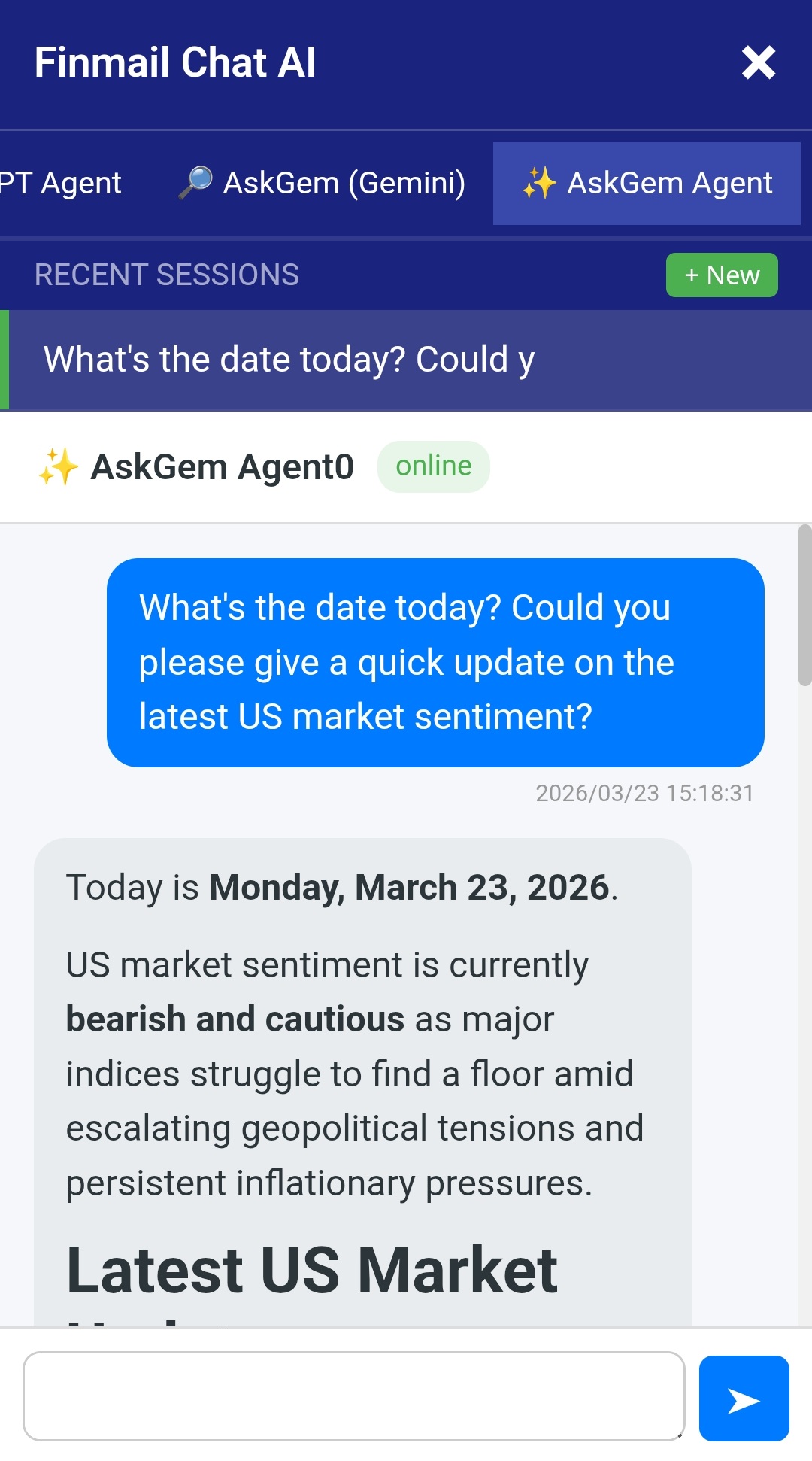 Chat With AI for US Market